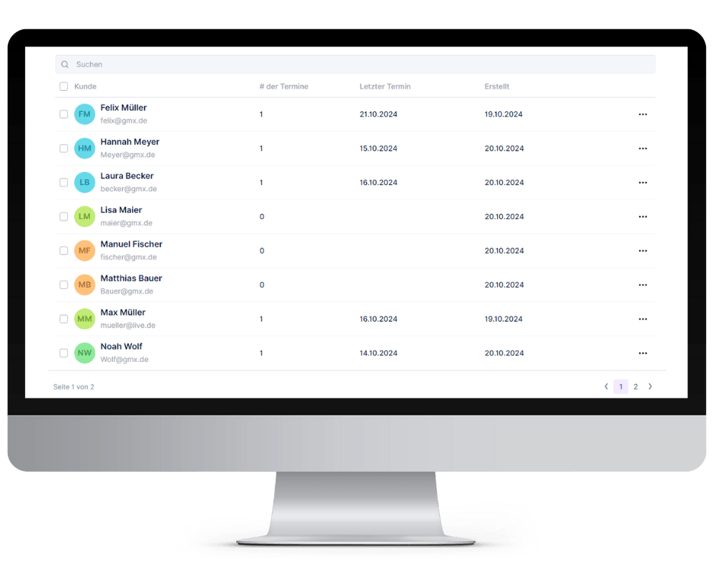 Kundenverwaltung Terminbuchung online System